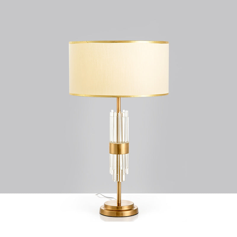 Round Cylinder Fabric Glass Table Lamp
