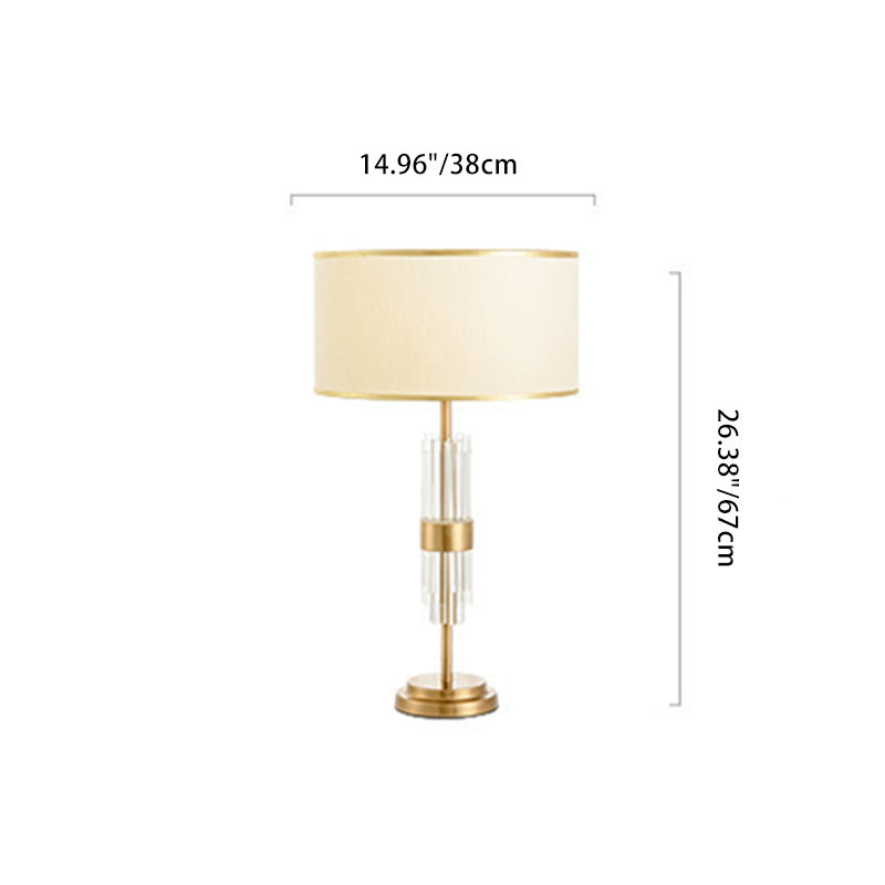 Round Cylinder Fabric Glass Table Lamp