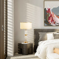 Round Cylinder Fabric Glass Table Lamp