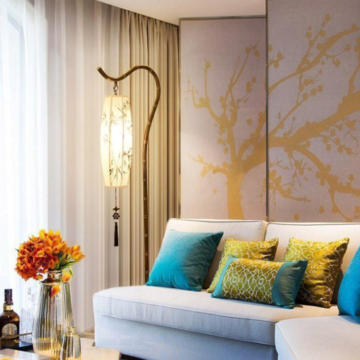 Traditional Chinese Fishing Rod Floor Lamp