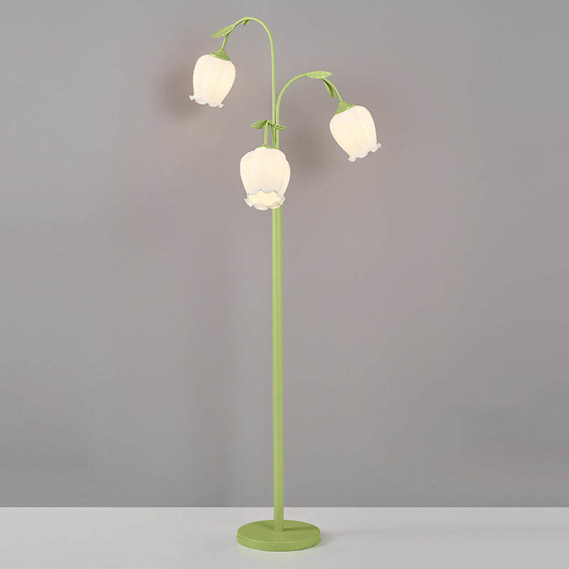 Long Flower Iron Frame 2-Light Floor Lamp