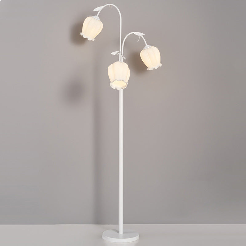 Long Flower Iron Frame 2-Light Floor Lamp