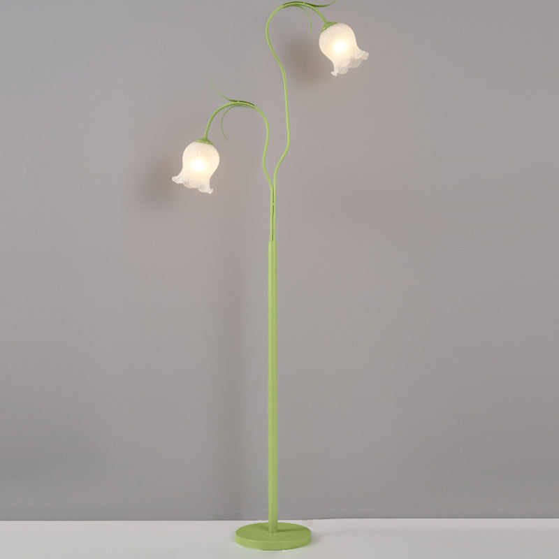 Long Flower Iron Frame 2-Light Floor Lamp