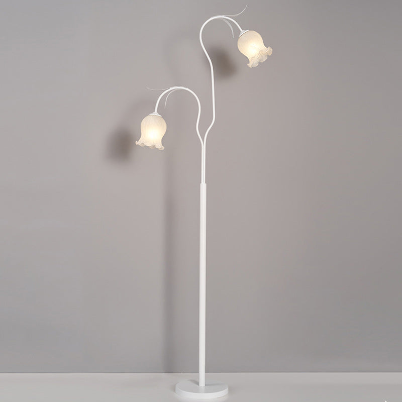 Long Flower Iron Frame 2-Light Floor Lamp