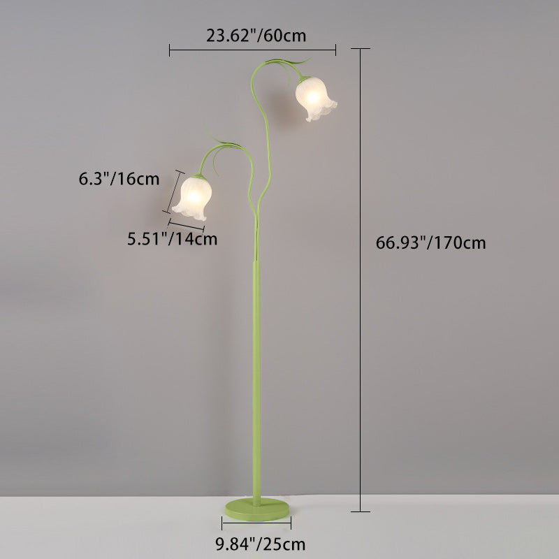 Long Flower Iron Frame 2-Light Floor Lamp