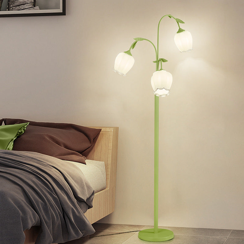 Long Flower Iron Frame 2-Light Floor Lamp
