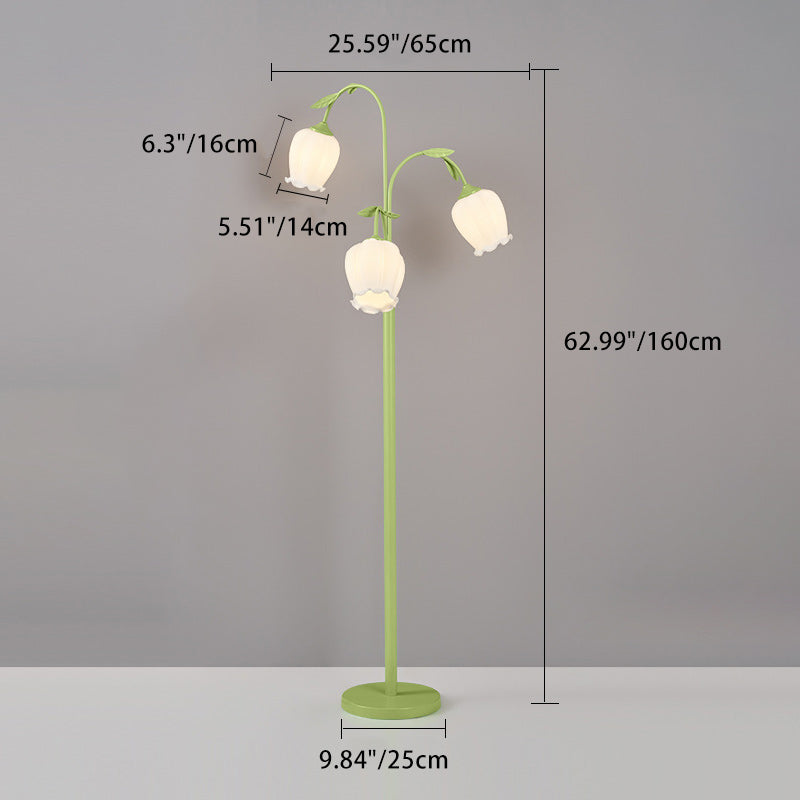 Long Flower Iron Frame 2-Light Floor Lamp
