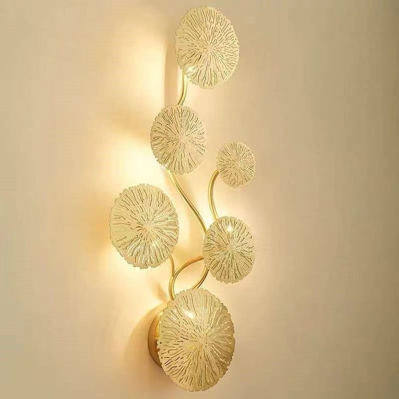 Round Branch Leaf Stainless 6-Light Wall Lamp