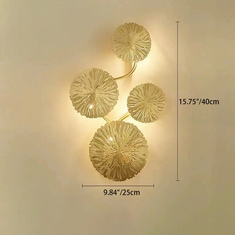 Round Branch Leaf Stainless 6-Light Wall Lamp