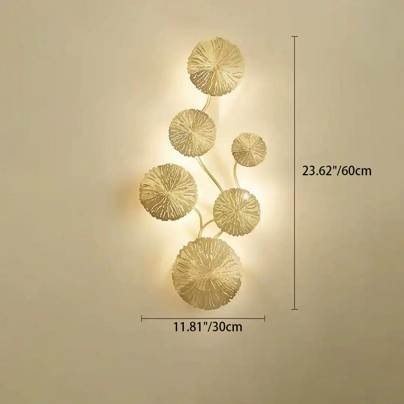 Round Branch Leaf Stainless 6-Light Wall Lamp