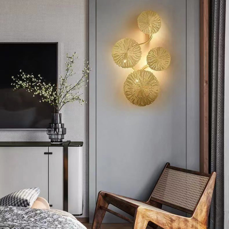 Round Branch Leaf Stainless 6-Light Wall Lamp