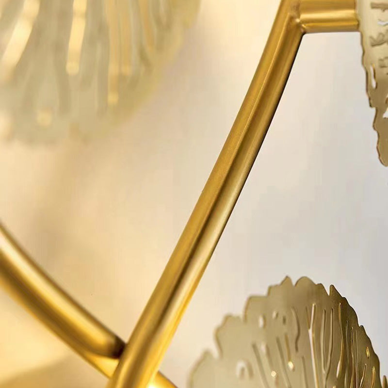 Round Branch Leaf Stainless 6-Light Wall Lamp