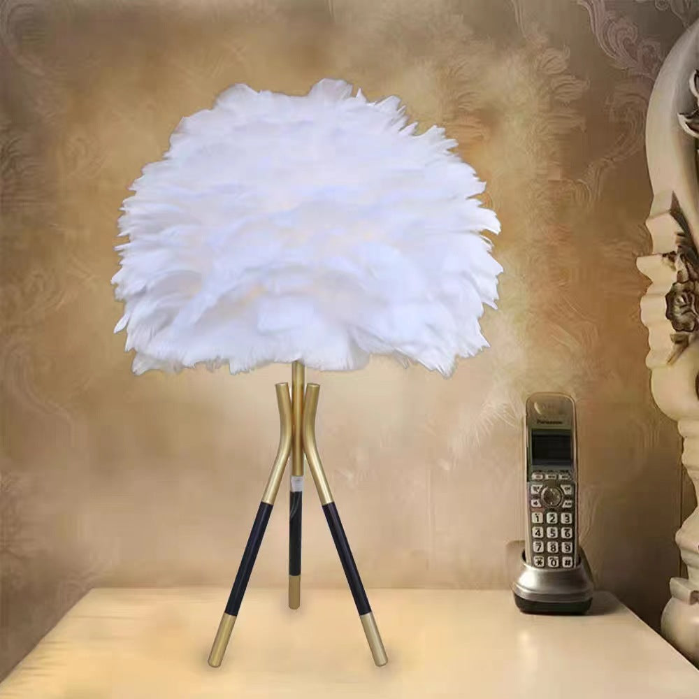 Feather Tripod Iron Frame Table Lamp