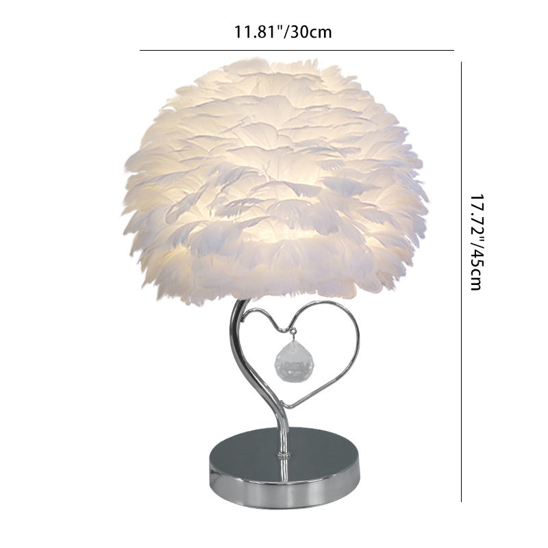 Heart Feather Iron Rod Table Lamp