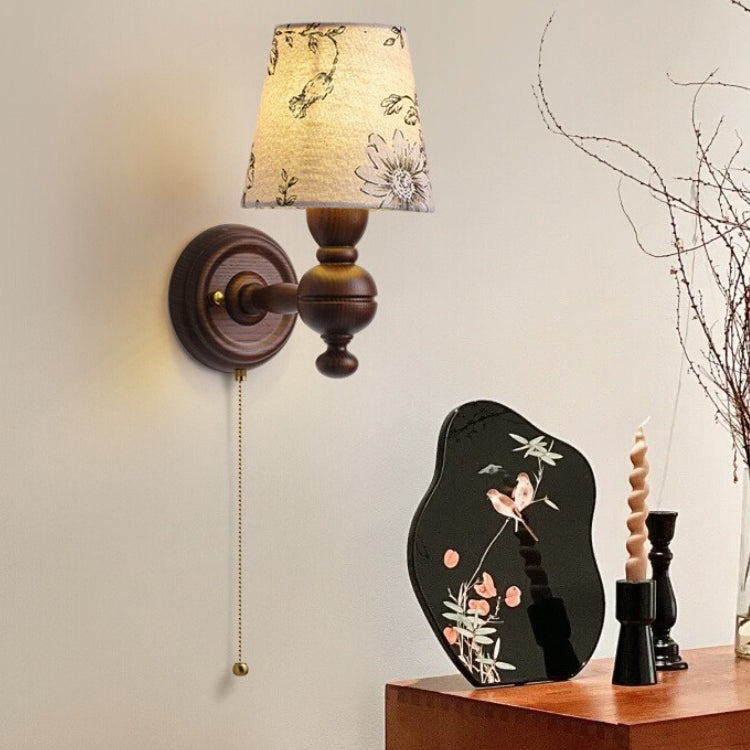 Round Trapezoidal Orb Wood Wall Lamp