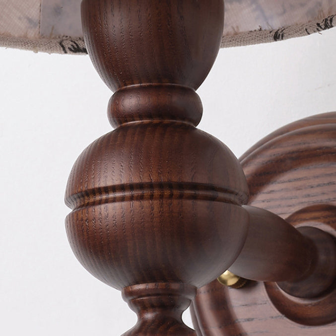 Round Trapezoidal Orb Wood Wall Lamp