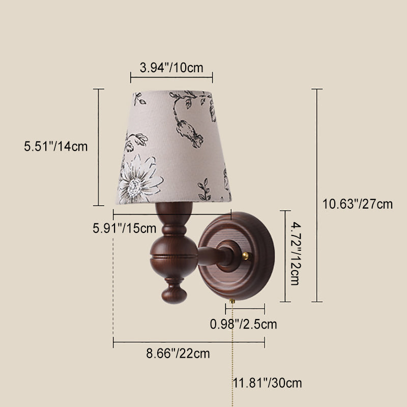 Round Trapezoidal Orb Wood Wall Lamp