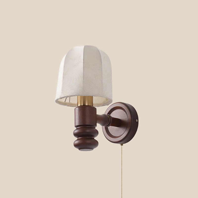 Round Trapezoidal Orb Wood Wall Lamp