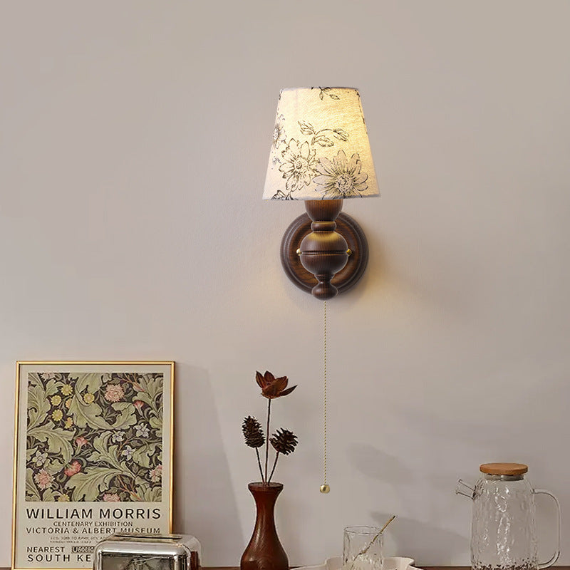 Round Trapezoidal Orb Wood Wall Lamp