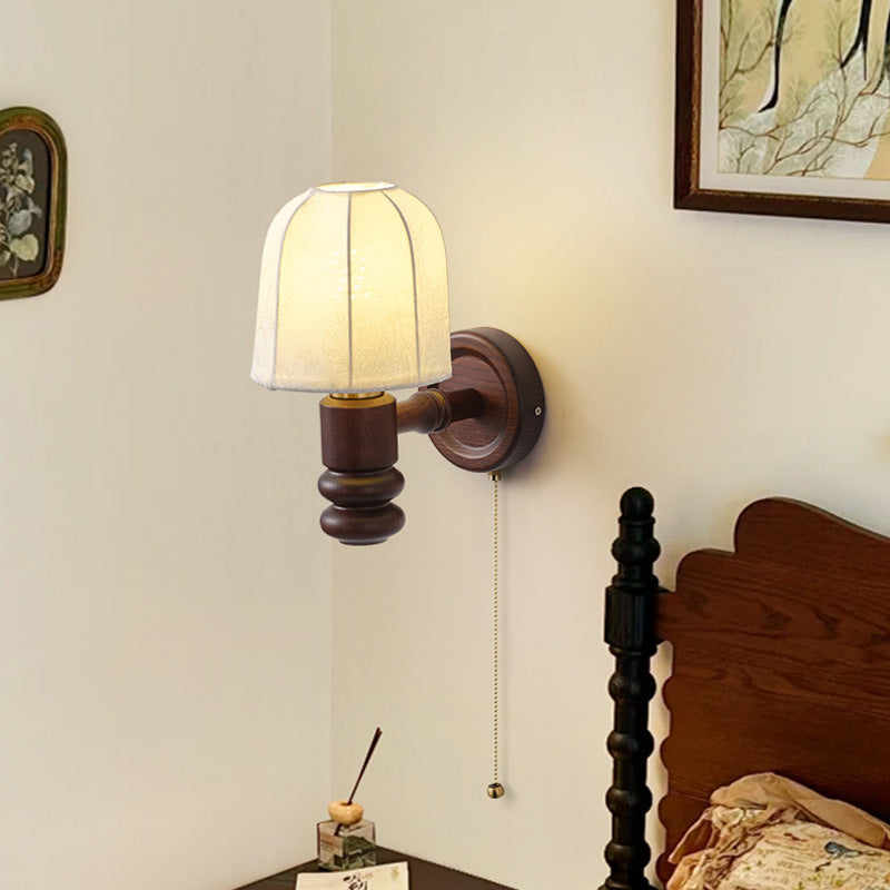 Round Trapezoidal Orb Wood Wall Lamp