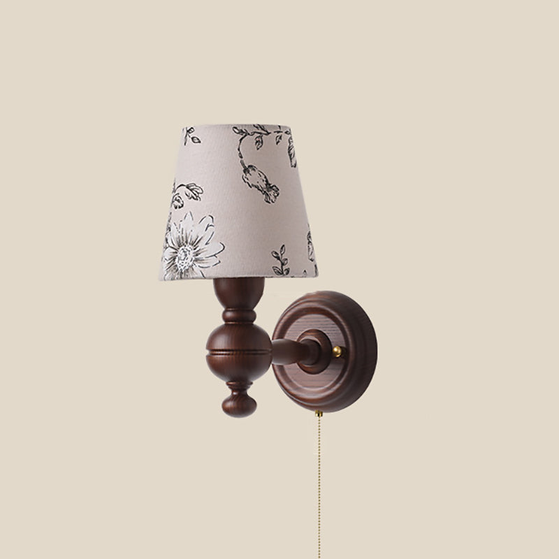 Round Trapezoidal Orb Wood Wall Lamp