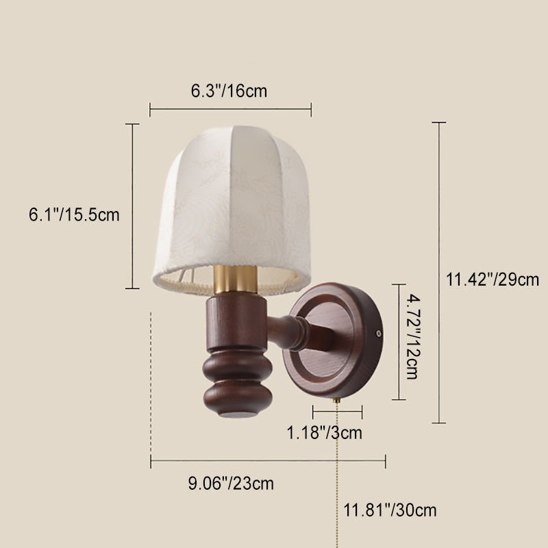 Round Trapezoidal Orb Wood Wall Lamp
