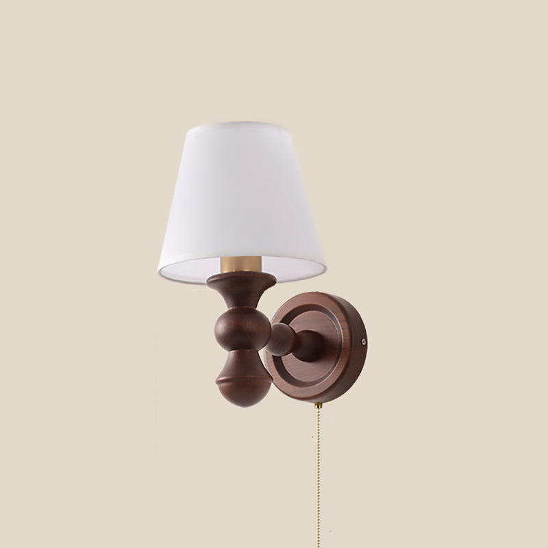 Round Trapezoidal Orb Wood Wall Lamp