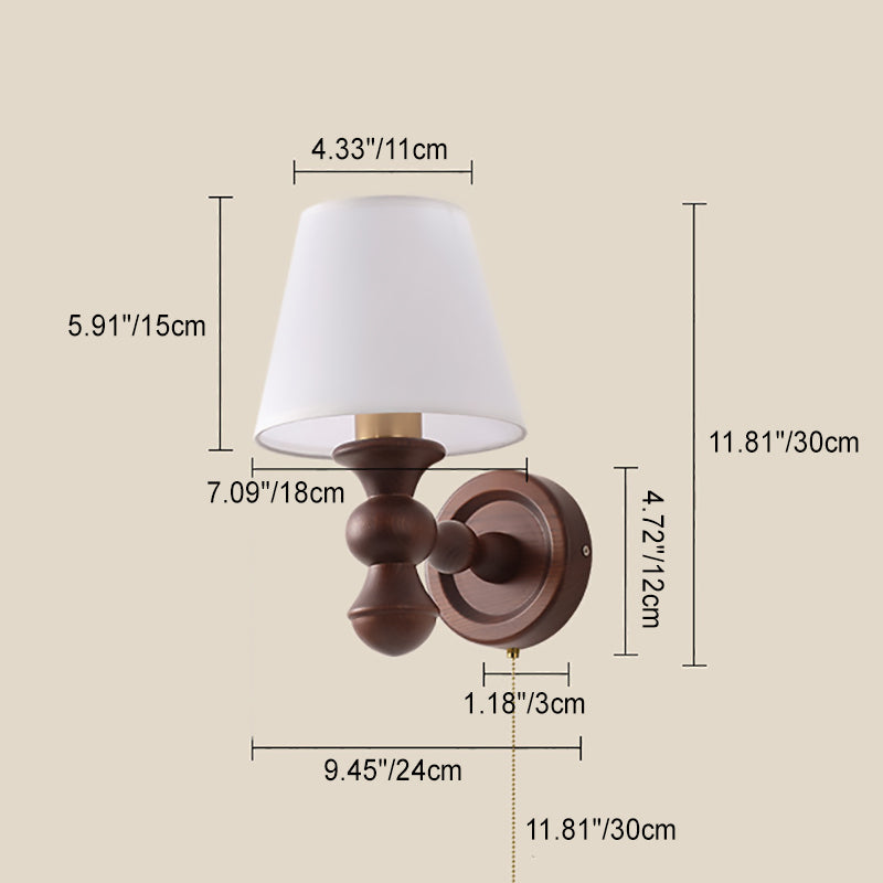 Round Trapezoidal Orb Wood Wall Lamp