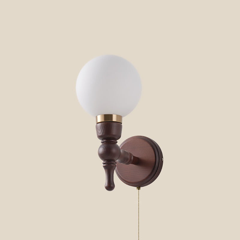 Round Trapezoidal Orb Wood Wall Lamp