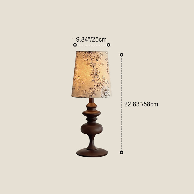 Round Solid Wood Trapezoidal Table Lamp