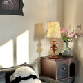 Round Solid Wood Trapezoidal Table Lamp
