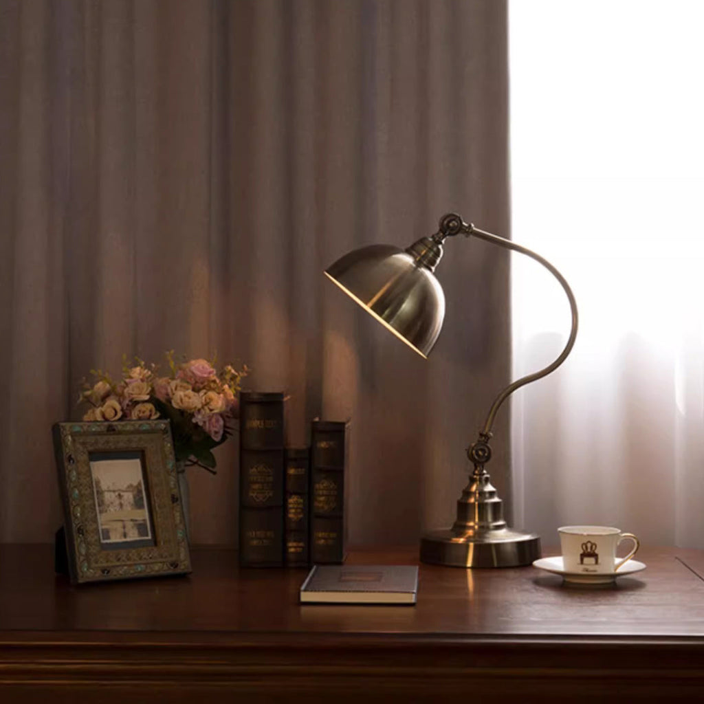 Curved Pole Dome Iron Table Lamp