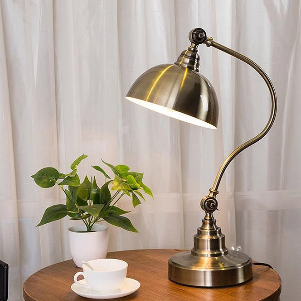 Curved Pole Dome Iron Table Lamp