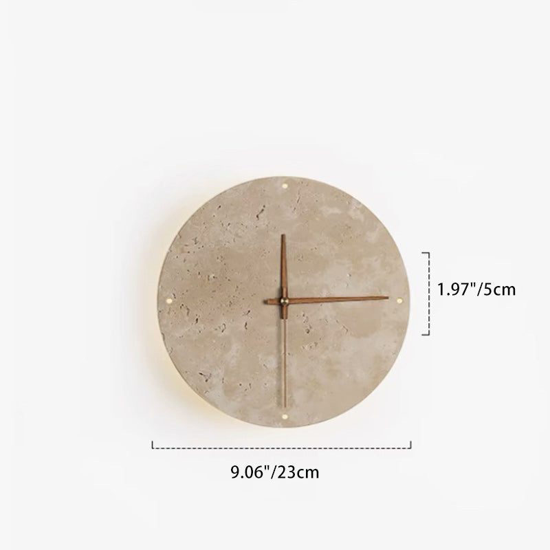 Round Clock Yellow Travertine Wall Lamp