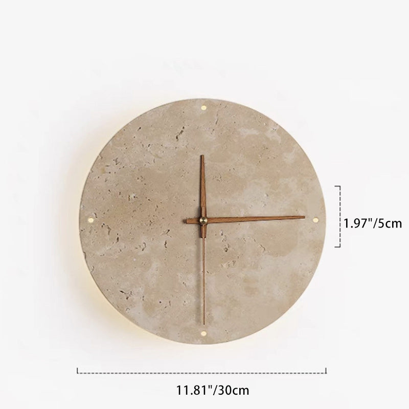 Round Clock Yellow Travertine Wall Lamp
