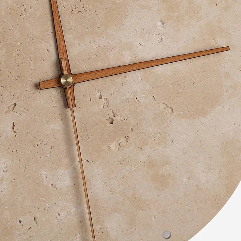 Round Clock Yellow Travertine Wall Lamp