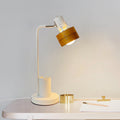 Round Wood Iron Frame Table Lamp