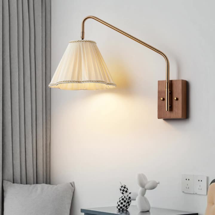 Pole Trapezoidal Pleated Fabric Wall Lamp
