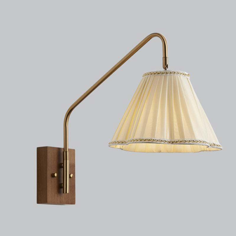 Pole Trapezoidal Pleated Fabric Wall Lamp