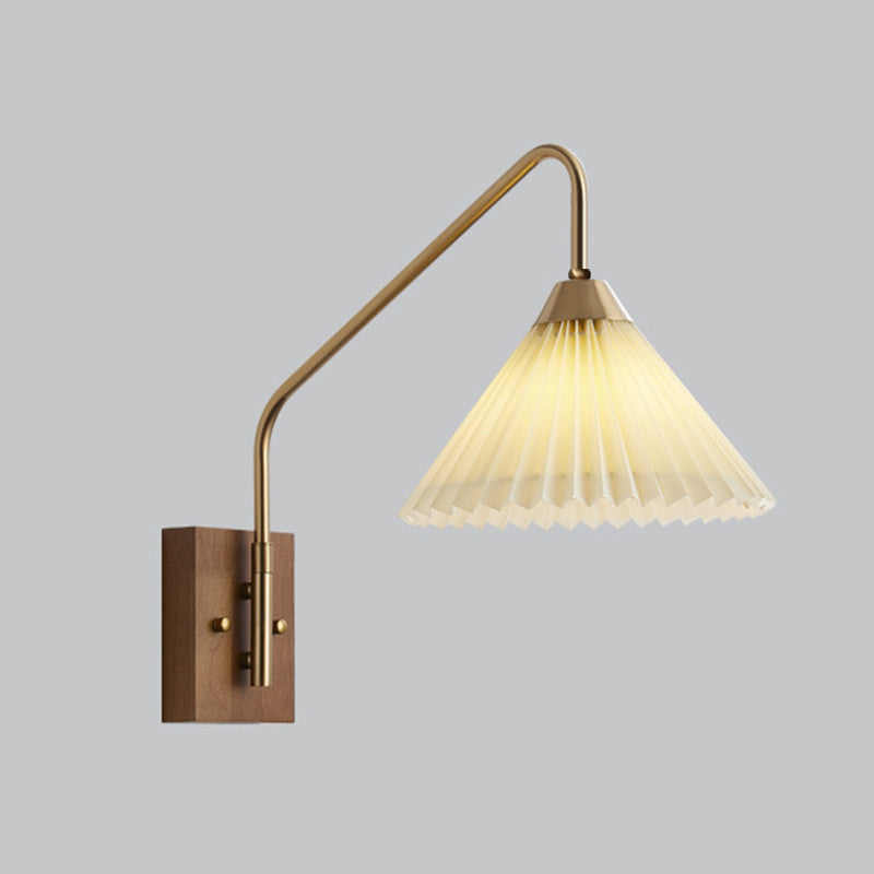 Pole Trapezoidal Pleated Fabric Wall Lamp