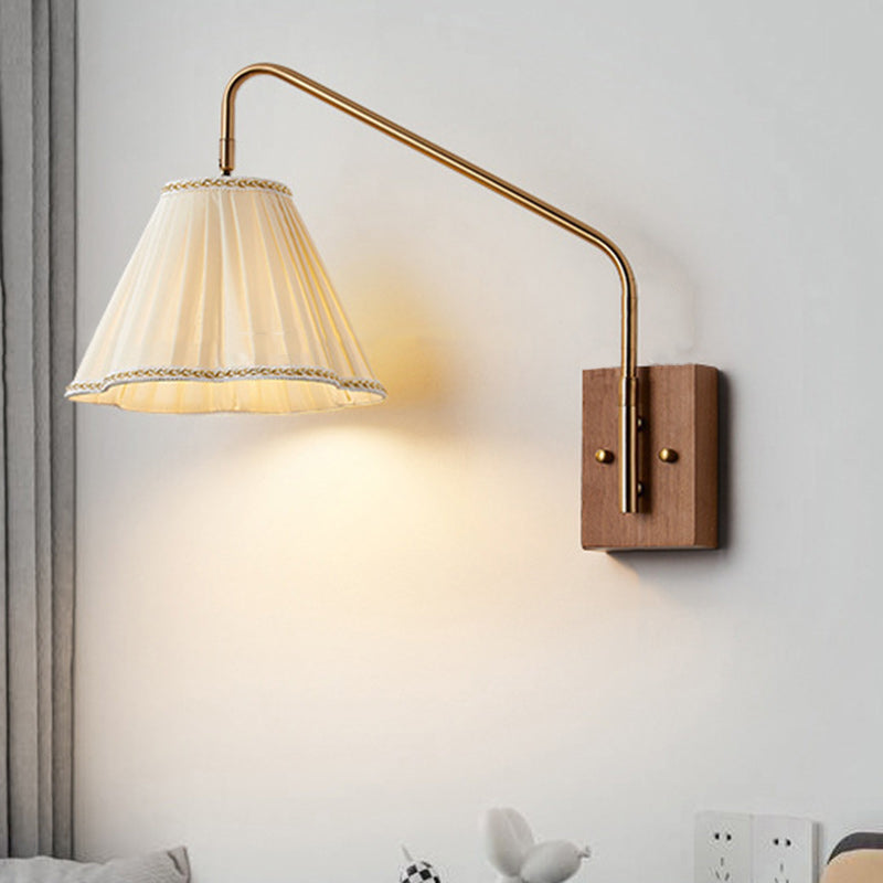 Pole Trapezoidal Pleated Fabric Wall Lamp