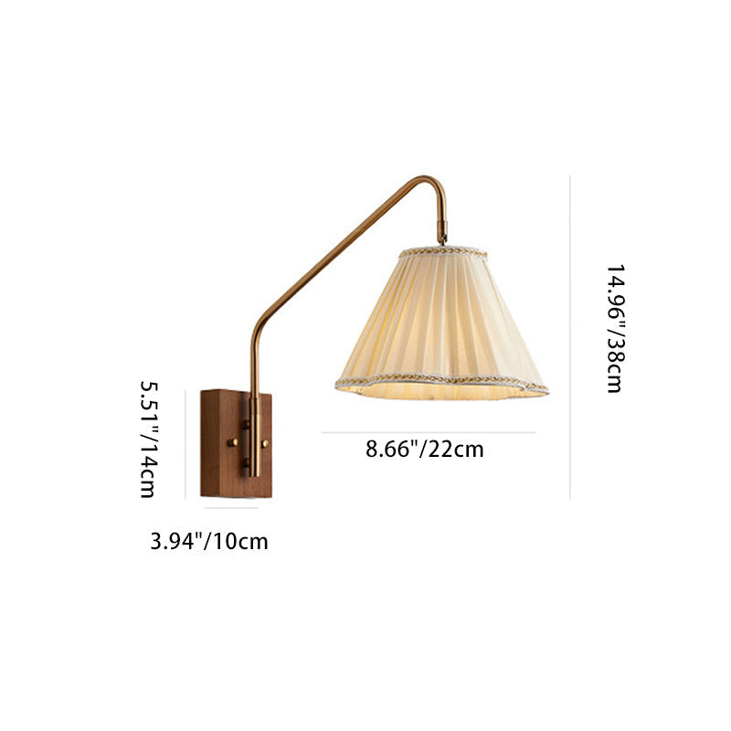 Pole Trapezoidal Pleated Fabric Wall Lamp