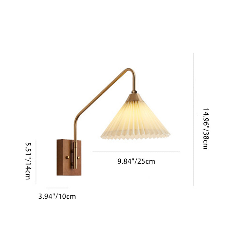 Pole Trapezoidal Pleated Fabric Wall Lamp