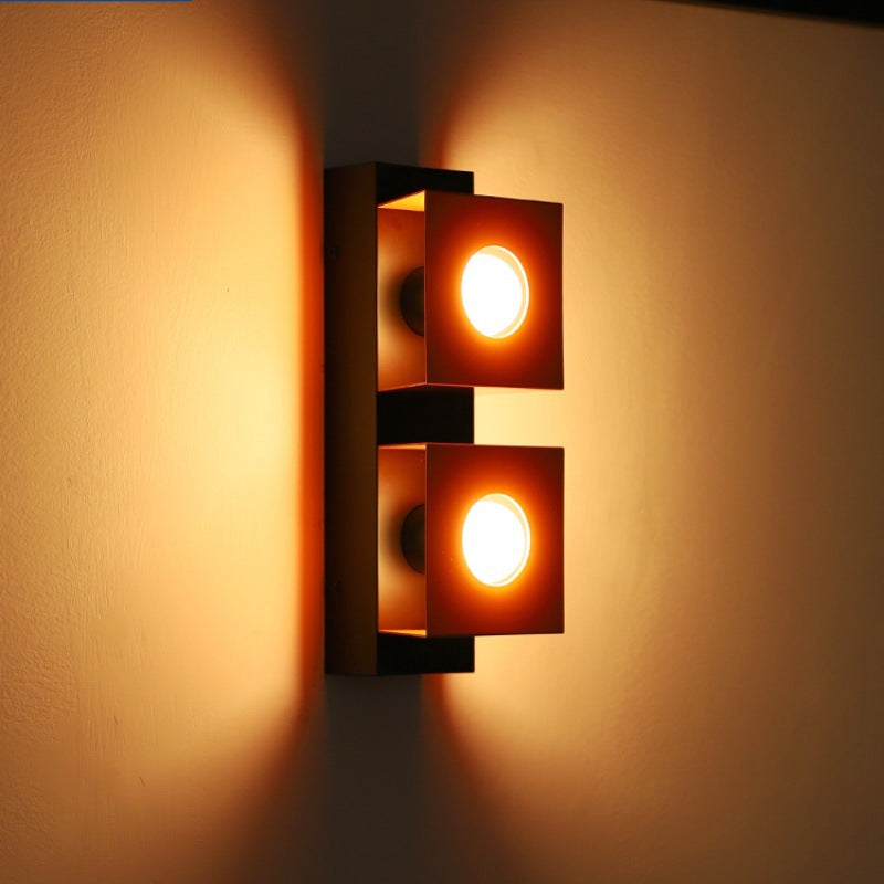 Square Rectangle Iron Living 2-Light Wall Lamp