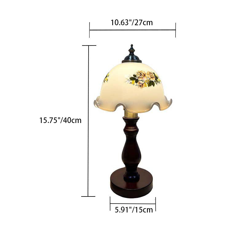 Dome Flower Solid Wood Table Lamp