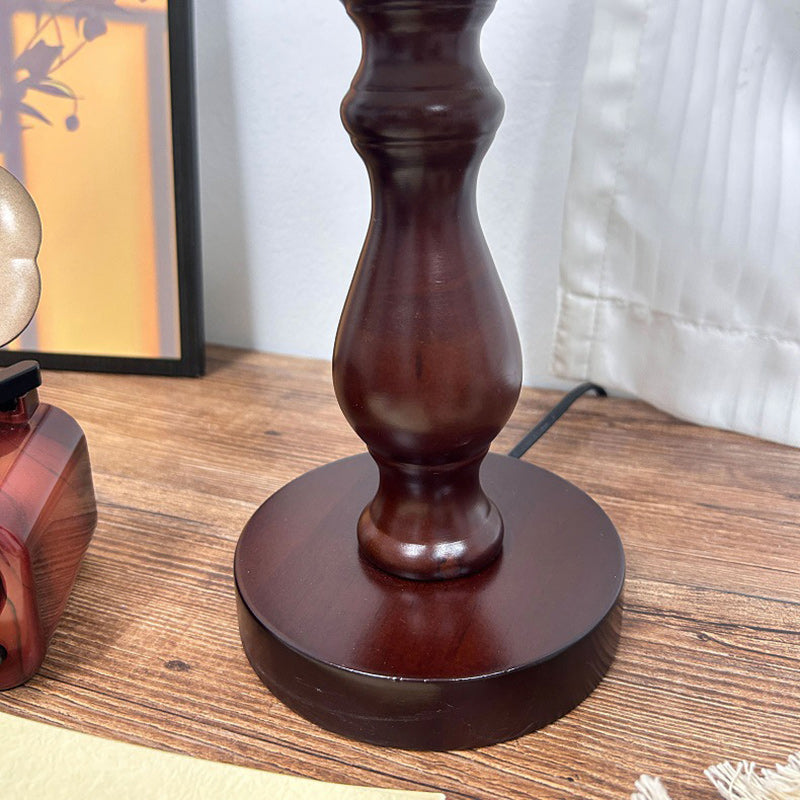 Dome Flower Solid Wood Table Lamp