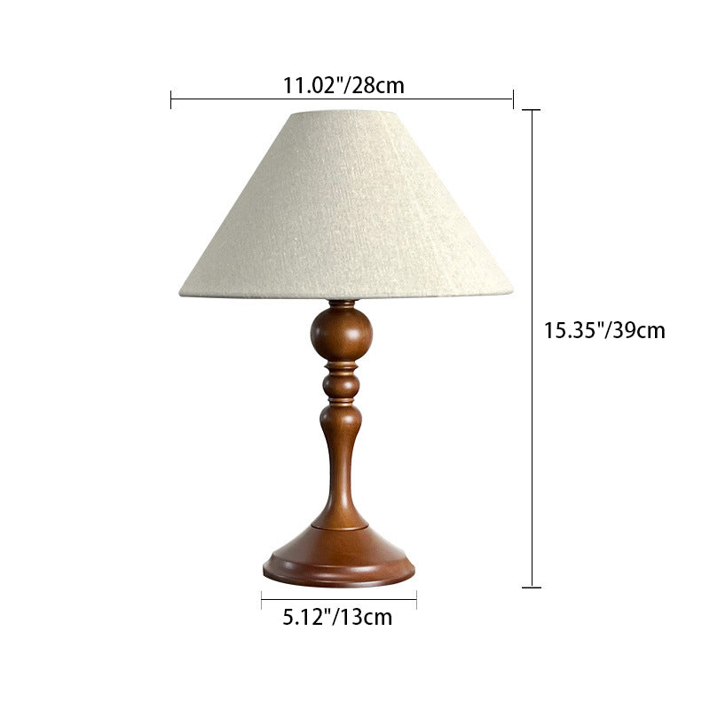 Round Trapezoidal Solid Wooden Table Lamp