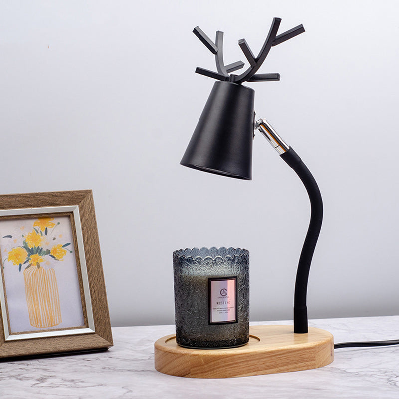 Cylinder Antler Wooden Iron Table Lamp