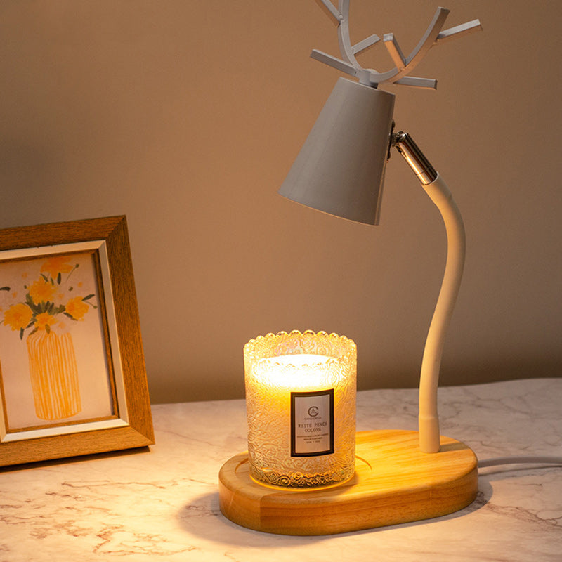 Cylinder Antler Wooden Iron Table Lamp