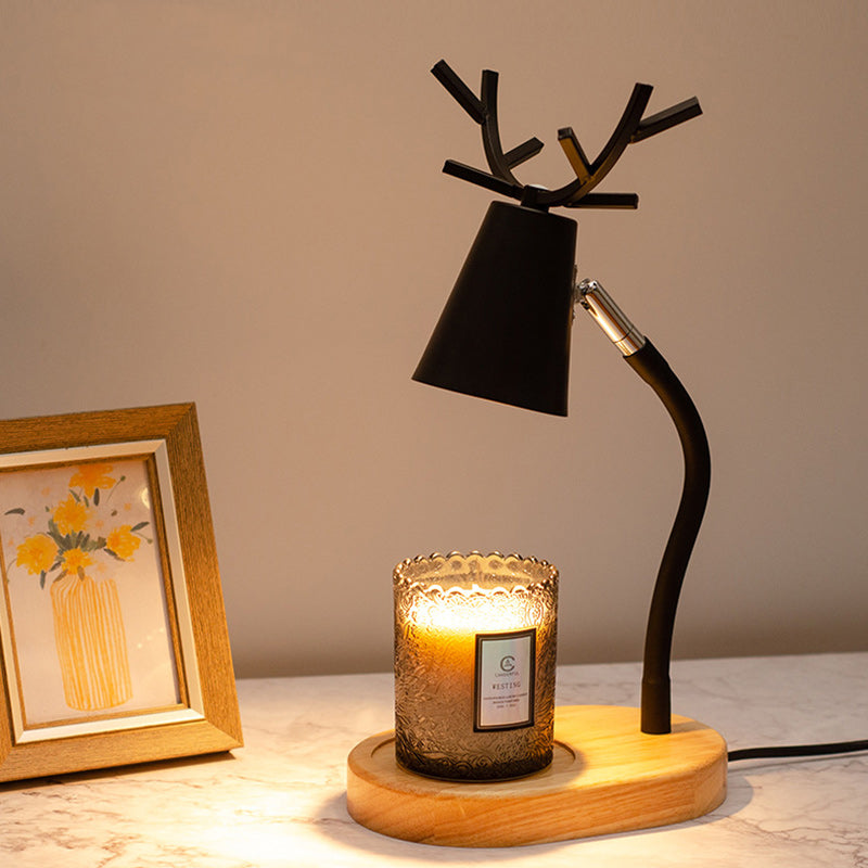 Cylinder Antler Wooden Iron Table Lamp
